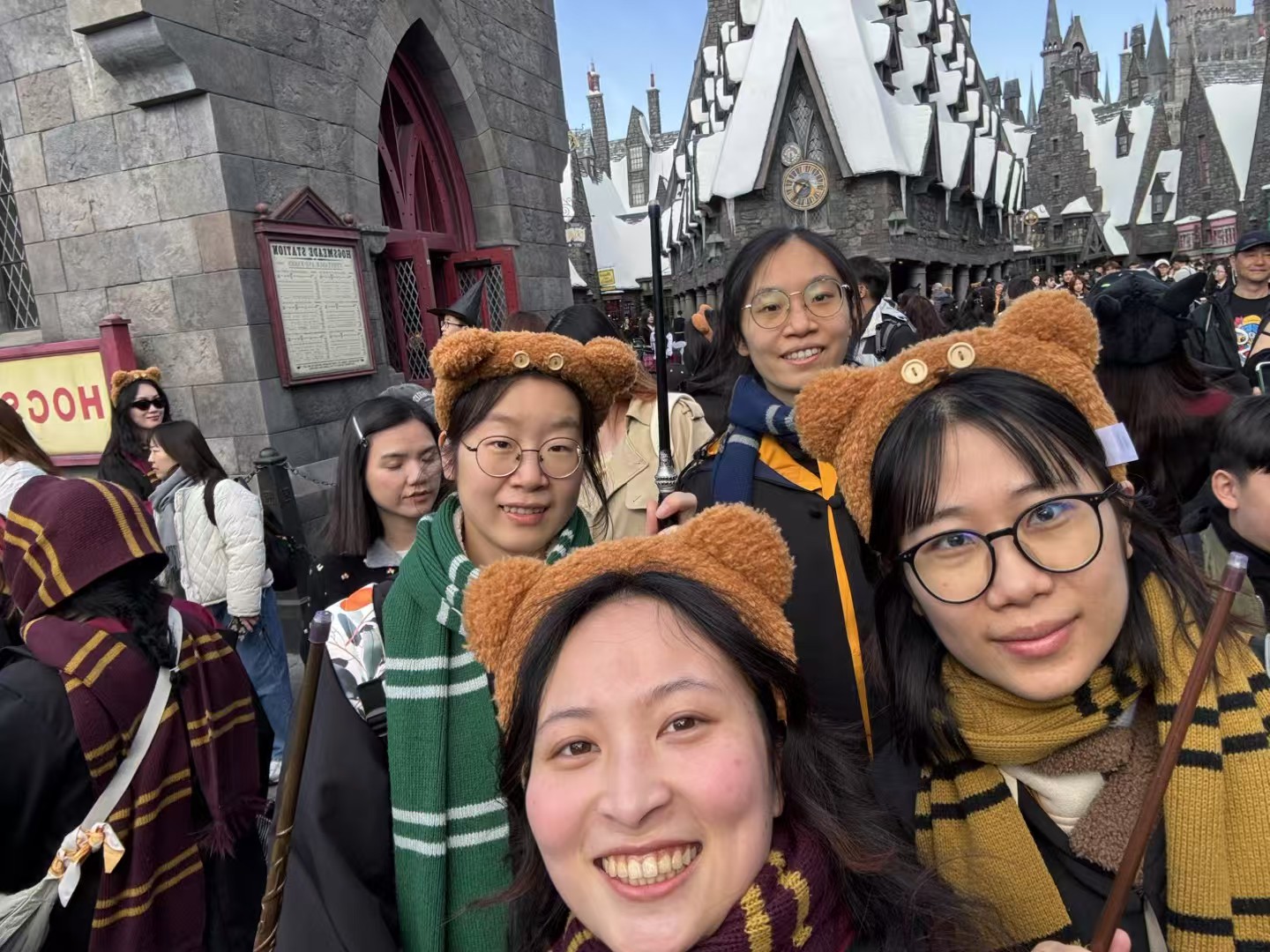 A cheerful group selfie at Universal Studios